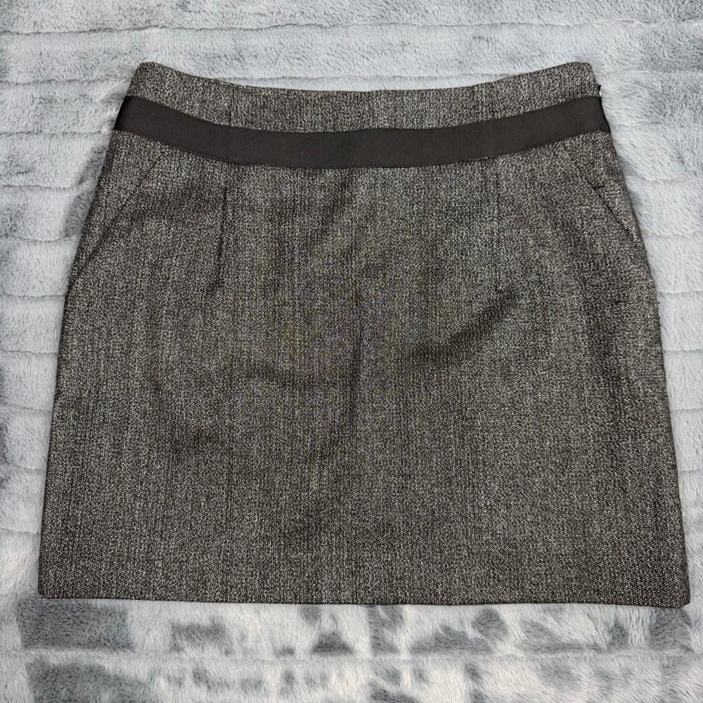 The Limited Gray Tweed Mini Skirt Grosgrain Waistband Size 4 Professional Office